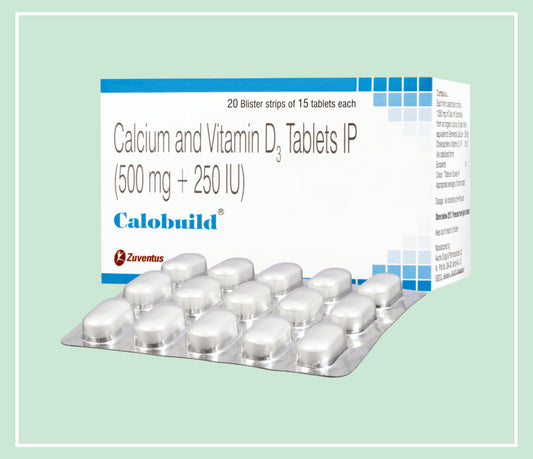 Calobuild Tablets  (20X1X15 T) Calcium 500 Mg, Cholecalciferol 250 Iu Tab By Zuventus