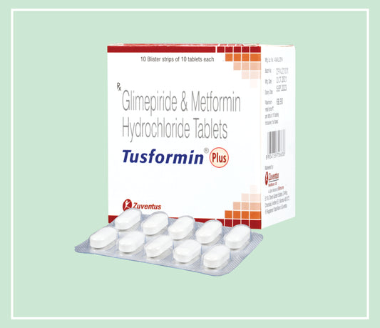 Tusformin Plus Tablet (10X1X10 T) Glimepiride 2 Mg, Metformin 500 Mg Tab By Zuventus