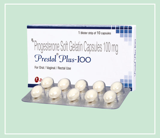 Prestol Plus 100 Capsule (10X1X10 C) Micronised Progesterone 100 Mg Cap By Zuventus