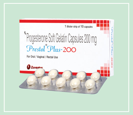 Prestol Plus 200 Capsule (10X1X10 C) Micronised Progesterone 200 Mg Softgel Cap By Zuventus
