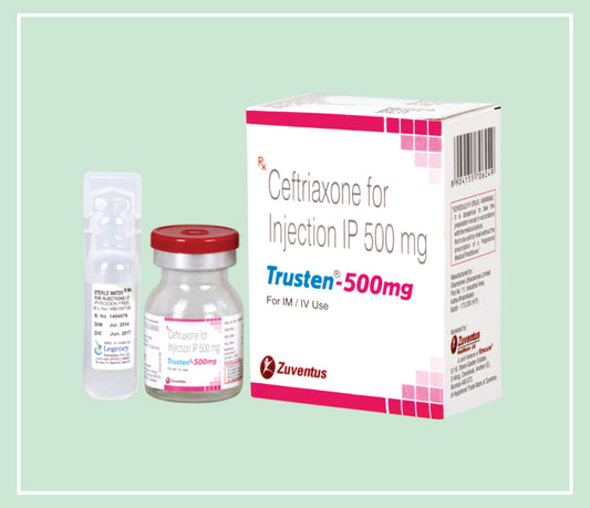 Trusten 500 Mg Injection (25X1X1 Vial) Ceftriaxone 500 Mg Inj By Zuventus