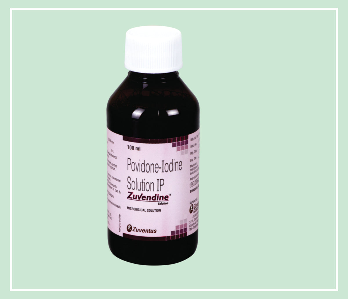 Zuvendine Solution (1X1X100 Ml) Povidone Iodine 5% W/V (Available Iodine 0.5% W/V) Solution By Zuventus