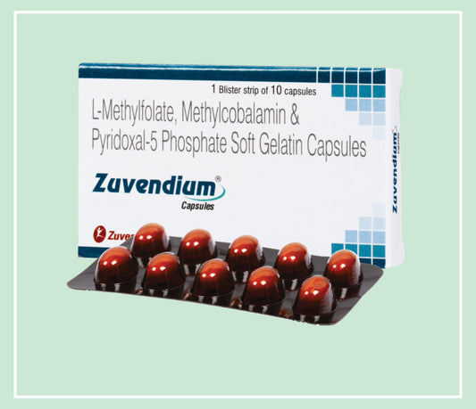 Zuvendium Capsule (10X1X10C) Methylcobalamin 1500 Mcg, L-Methylfolate 1 Mg, Pyridoxal-5-Phosphate 0.5 Mg Cap By Zuventus