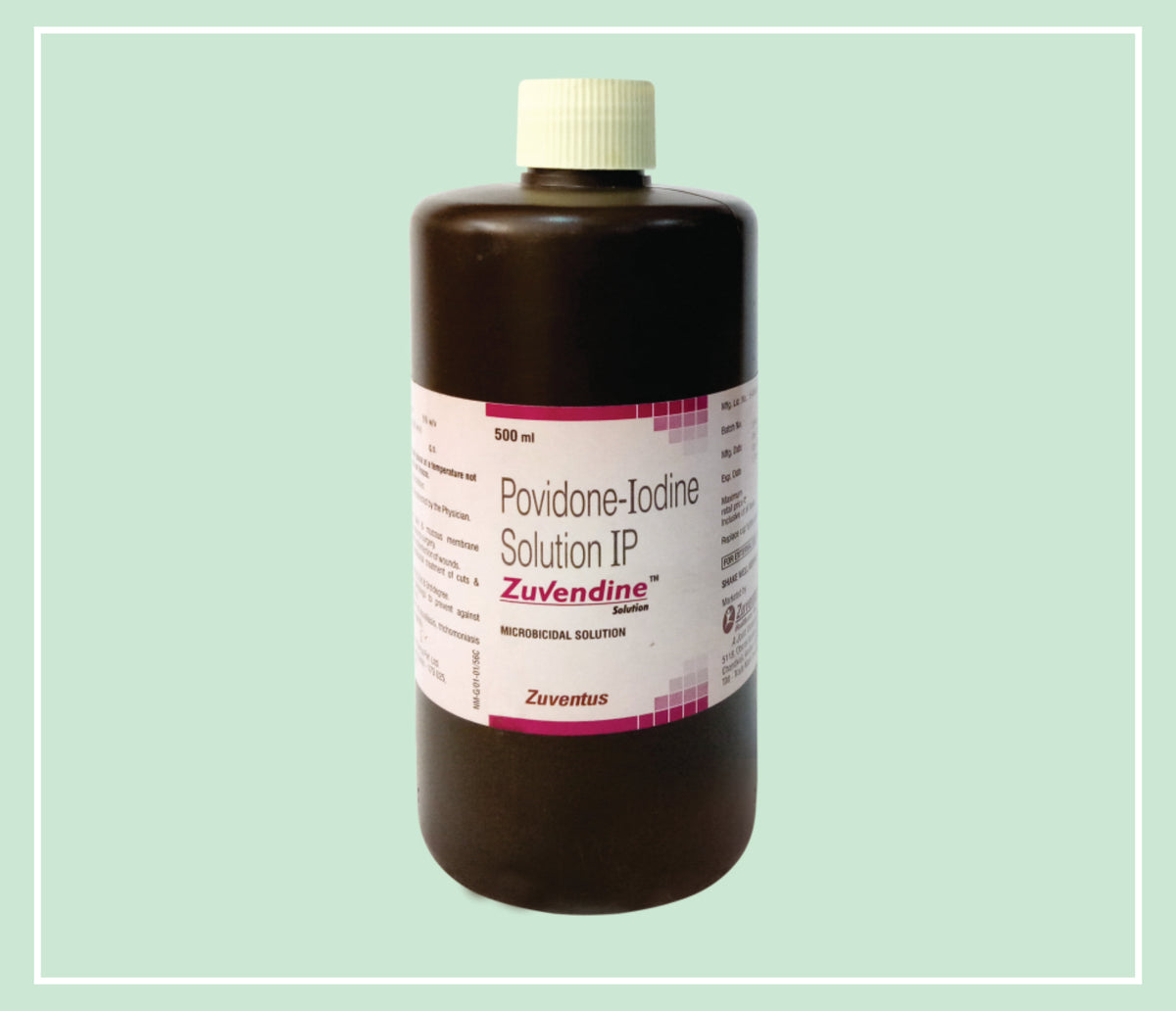 Zuvendine Solution  (1X1X500 Ml) Povidone Iodine 5% W/V (Available Iodine 0.5% W/V) Solution By Zuventus