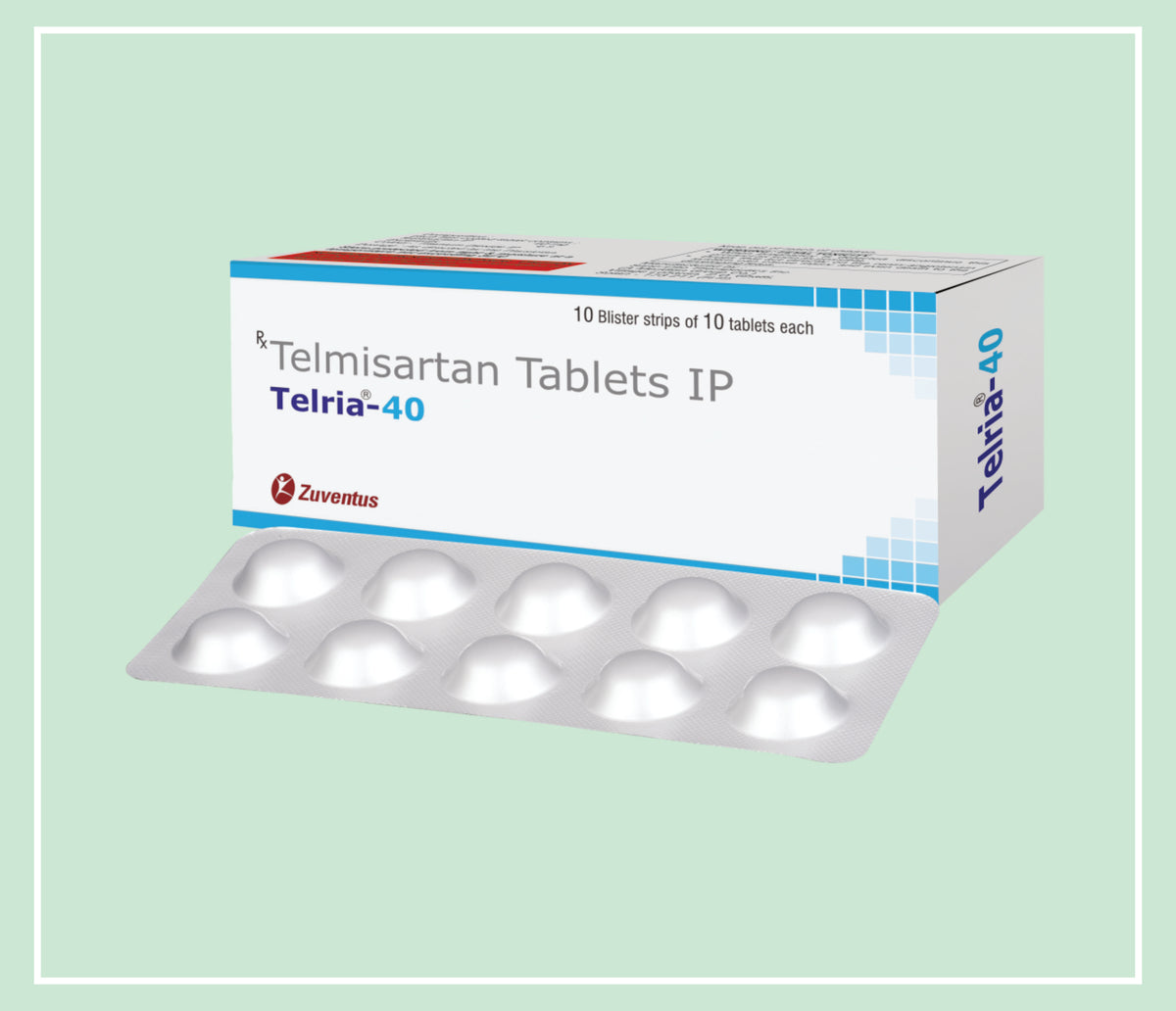 Telria 40 Tablet (10X1X10 T) Telmisartan 40 Mg Tab By Zuventus