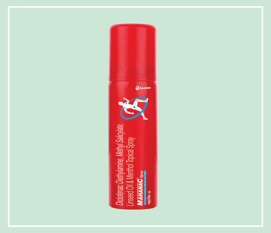 Mahanac Spray 35 Gm (6X1X35 Gm) Diclofenac Sodium 1% W/W, Virgin Linseed Oil 3% W/W, Methyl Salicylate 10% W/W, Menthol 5% W/W Spray By Zuventus