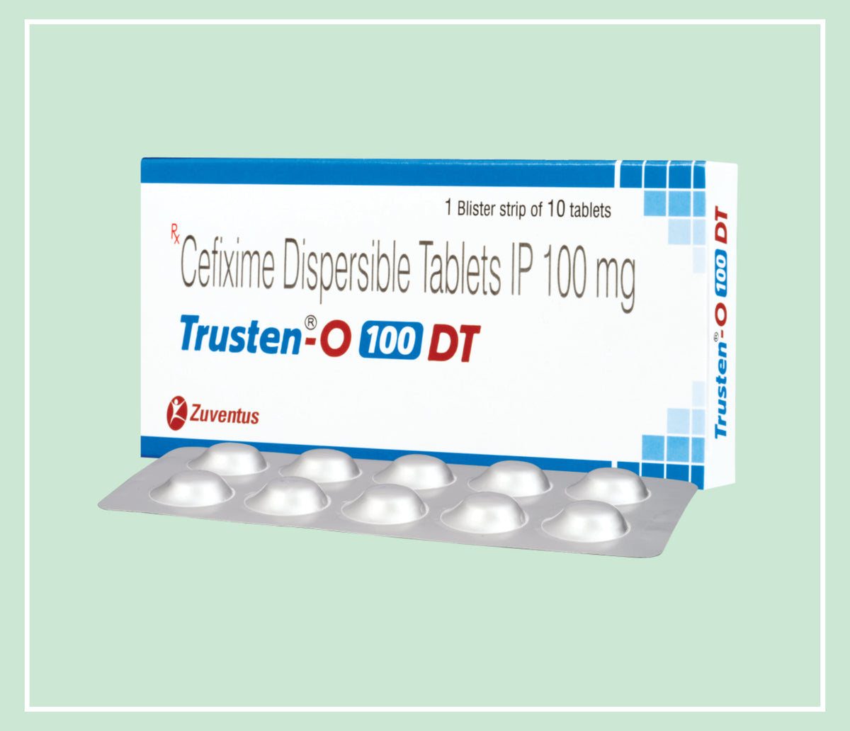 Trusten O 100 Dt  (10X1X10 T) Cefixime 100 Mg Dt Tab By Zuventus