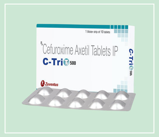 C - Tri T 500 Tablets (10X1X10 T) Cefuroxime 500 Mg (As Cefuroxime Axetil) Tab By Zuventus