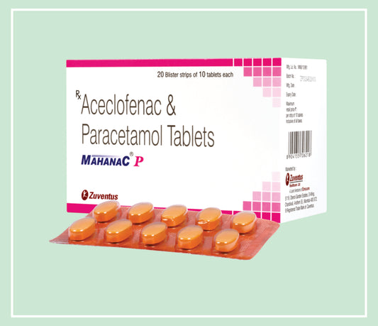 Mahanac P Tablet  (20X1X10T) Aceclofenac 100 Mg, Paracetamol 325 Mg Tab By Zuventus