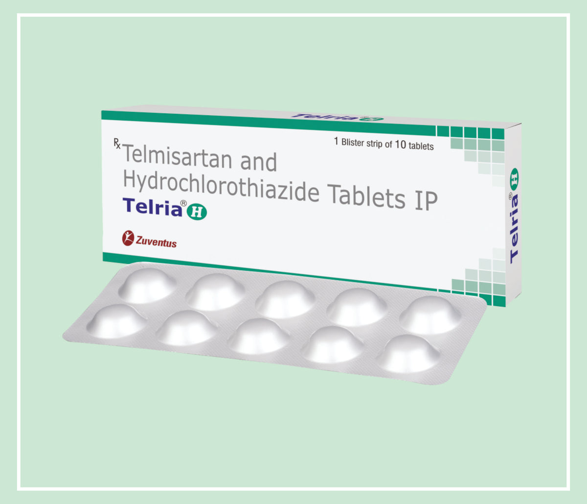 Telria H Tablet  (10X1X10 T) Telmisartan 40 Mg, Hydrochlorothiazide 12.5 Mg Tab By Zuventus