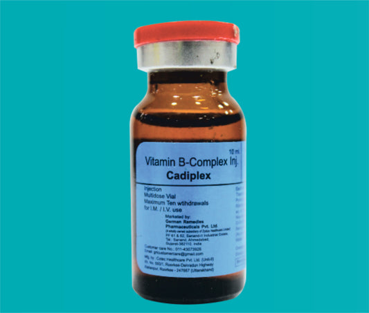 Cadiplex Injection  (10ml.VialwithFlip-off)Thiamine 10 Mg + Pyridoxine 2 Mg + Riboflavin 2 Mg + Niacinamide 100 Mg + D-Panthenol 5 Mg by Zydus