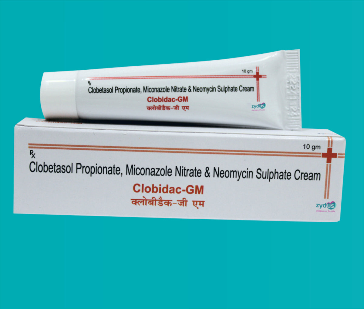 Clobidac -GM Cream  (10gm
(25UnitsinaBox))Clobetasol Propionate 0.05% + Miconazole 2% + Neomycin 0.05% + Chlorocresol 0.1% by Zydus
