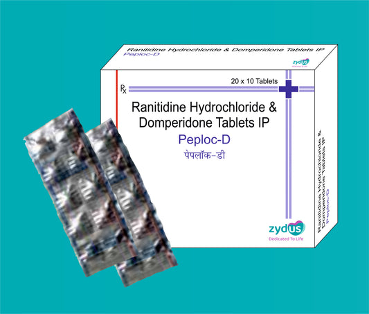 Peploc -D tab (20x10)Ranitidine 150 Mg + Domperidone 10 Mg by Zydus