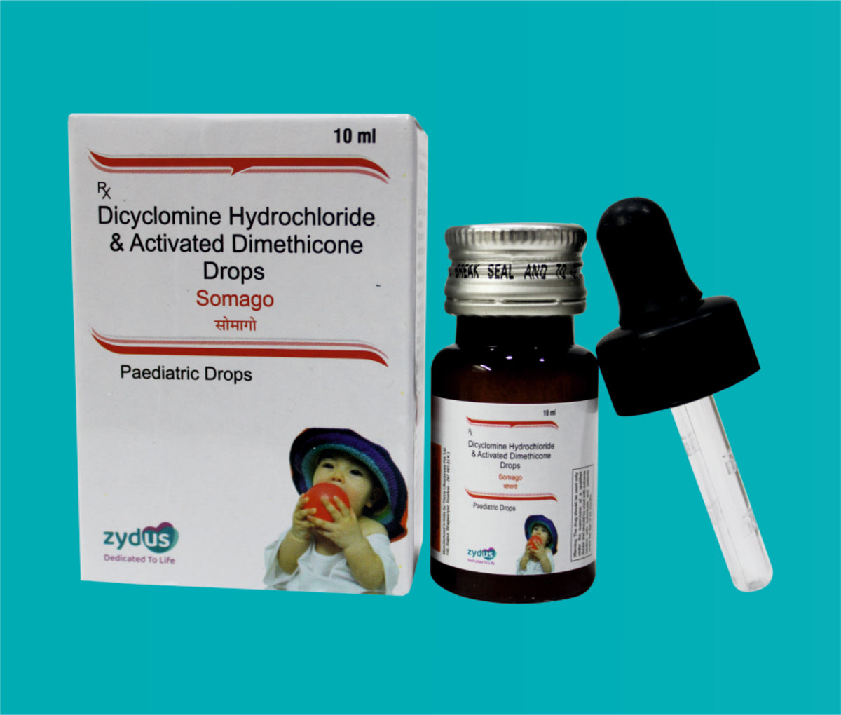 Somago (Paediatric Drops)  (10ml)Dicyclomine 10 Mg + Dimethicone 40 Mg by Zydus