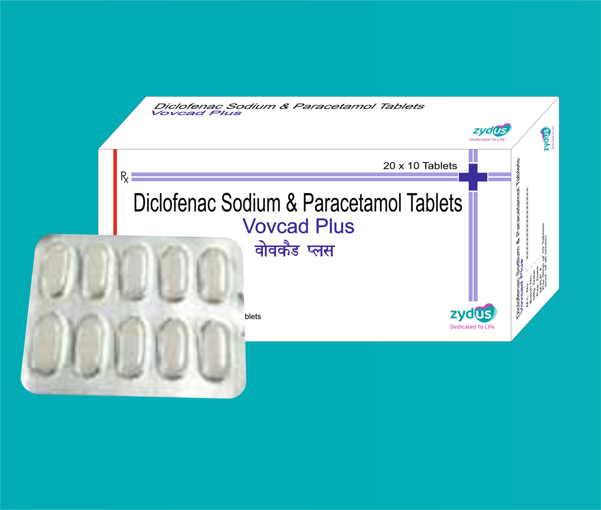 Vovcad Plus tab (10X2X10)Diclofenac 50 Mg + Paracetamol 325 Mg by Zydus