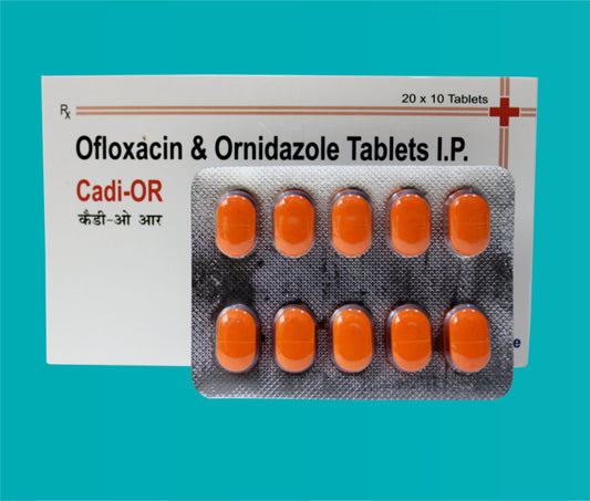 Cadi OR Tab (20X10)Ofloxacin 200 Mg + Ornidazole 500 Mg by Zydus