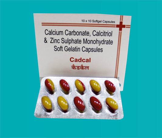 Cadcal Soft Gel Capsule 
 (10x10)Calcitriol 0.25 Mcg + Calcium 500 Mg + Zinc 7.5 Mg by Zydus