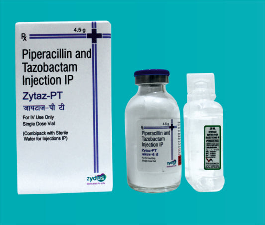 Zytaz - PT 4.5 gm Vial  (4.5gmVial)Piperacillin 4000 Mg + Tazobactam 500 Mg by Zydus