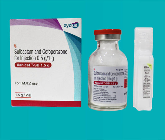 Xanicef-SB 1.5 gm Injection (1X20ML)Cefoperazone 1000 Mg + Sulbactam 500 Mg by Zydus