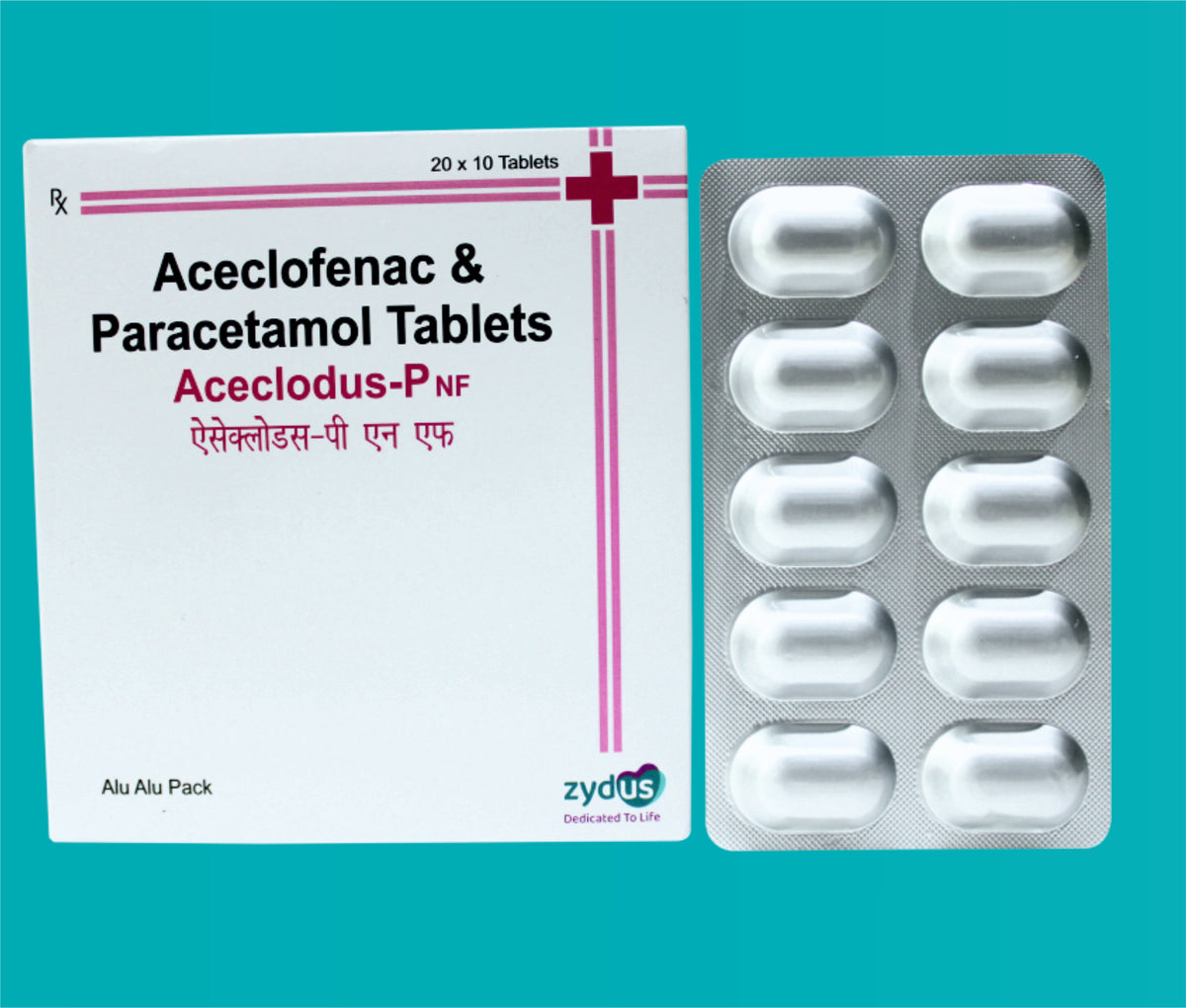 Aceclodus P NF  Tab 
(Alu-Alu)  (20X10)Aceclofenac 100 Mg + Paracetamol 325 Mg by Zydus