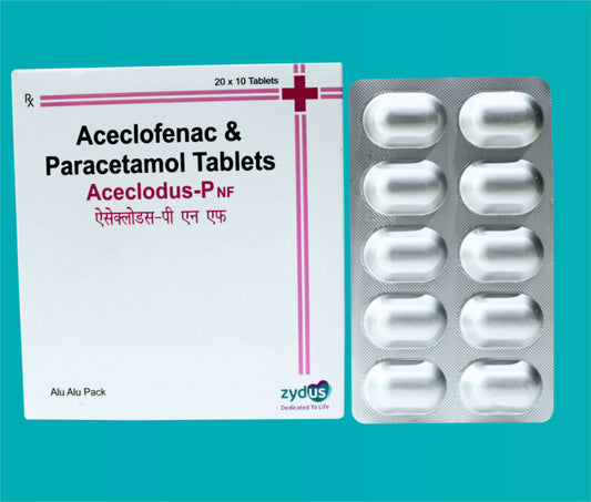 Aceclodus P NF  Tab 
(Alu-Alu)  (20X10)Aceclofenac 100 Mg + Paracetamol 325 Mg by Zydus