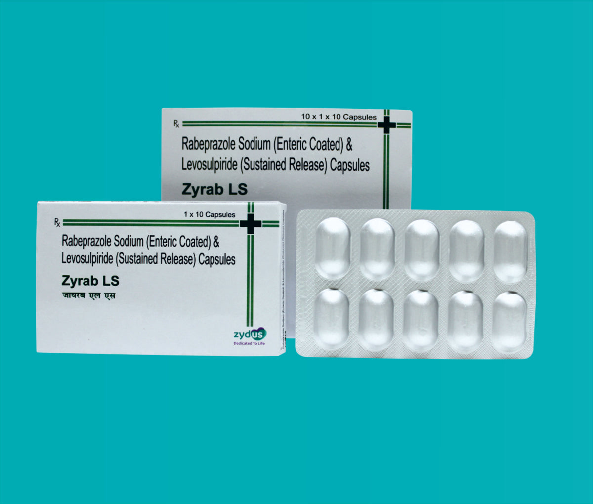 Zyrab-LS Capsules
(Alu- Alu Pack)  (10x1x10)Rabeprazole 20 Mg + Levosulpiride 75 Mg by Zydus