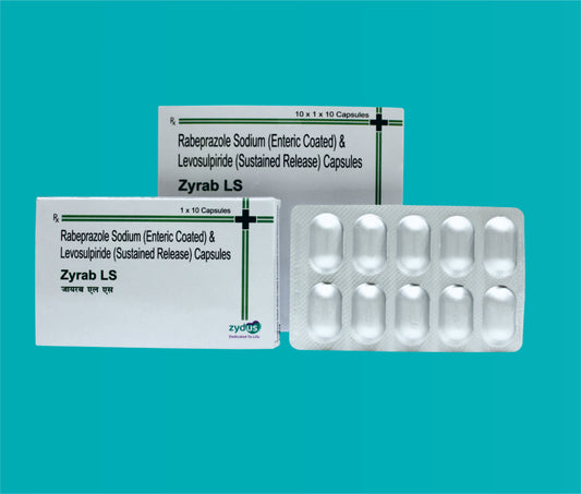Zyrab-LS Capsules
(Alu- Alu Pack)  (10x1x10)Rabeprazole 20 Mg + Levosulpiride 75 Mg by Zydus