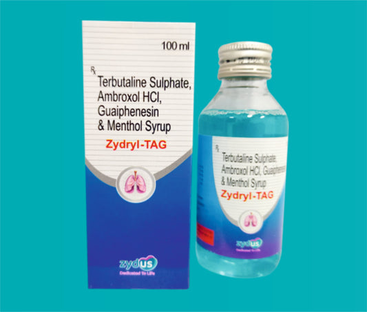 Zydryl- TAG Cough Syp.(With Monocarton & Measuring cup) (100ml)Ambroxol 15 Mg + Guaifenesin 50 Mg + Terbutaline 1.25 Mg by Zydus