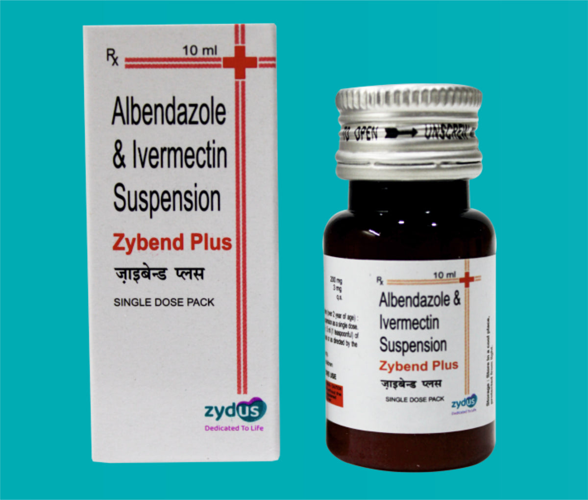 Zybend Plus Susp. (10ml.)Albendazole 200 Mg + Ivermectin 3 Mg by Zydus