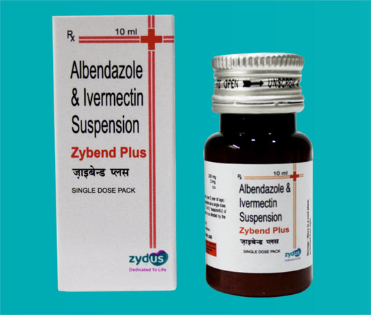 Zybend Plus Susp. (10ml.)Albendazole 200 Mg + Ivermectin 3 Mg by Zydus
