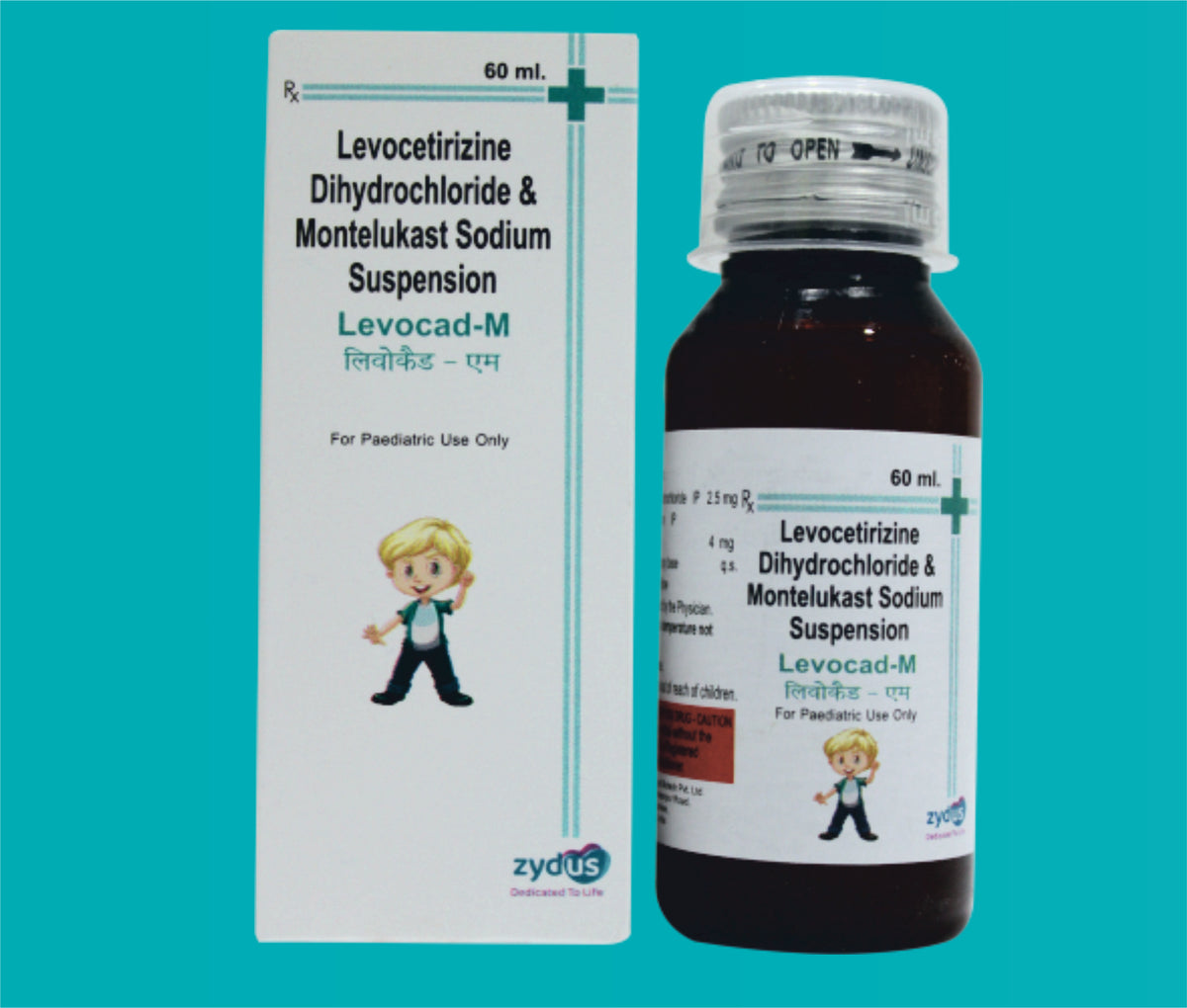 Levocad-M Syp with Monocarton and Measuring Cap (60ml.)Montelukast 4 Mg + Levocetirizine 2.5 Mg by Zydus