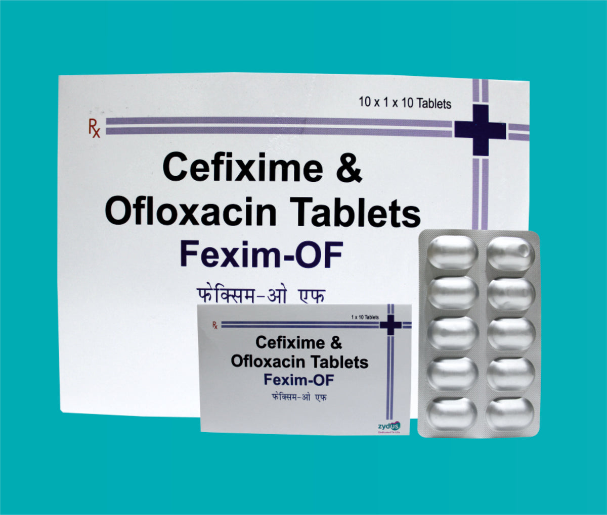 Fexim OF Tabs  (10x1x10)Cefixime 200 Mg + Ofloxacin 200 Mg by Zydus