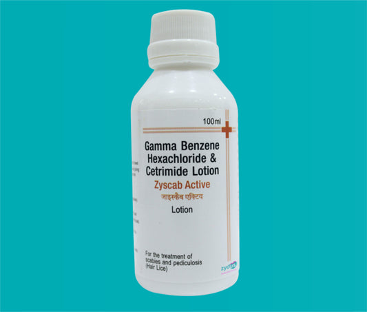 Zyscab Active Lotion  (100ml.)Gamma Benzene Hexachloride 1% + Cetrimide 0.1% by Zydus
