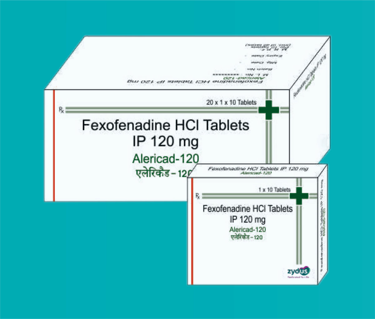 Alericad -120 Tabs
(Blister Pack)  (20x1x10's)Fexofenadine 120 Mg by Zydus