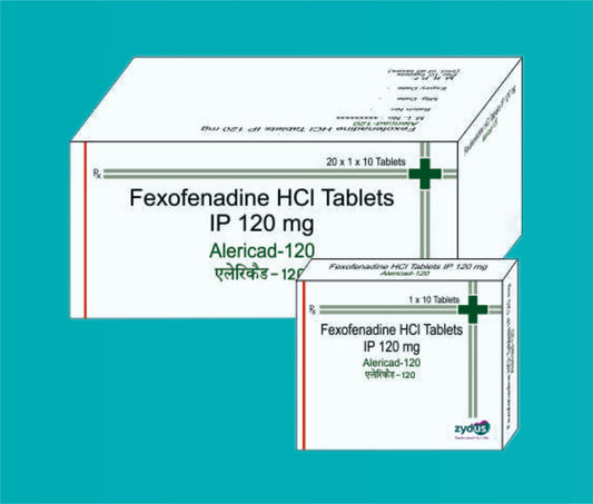 Alericad -120 Tabs
(Blister Pack)  (20x1x10's)Fexofenadine 120 Mg by Zydus