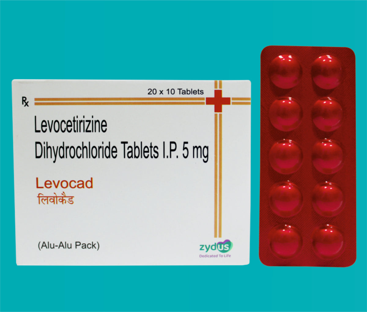 Levocad Tab
 (Alu-Alu Red Colour) (20x10)Levocetirizine 5 Mg by Zydus