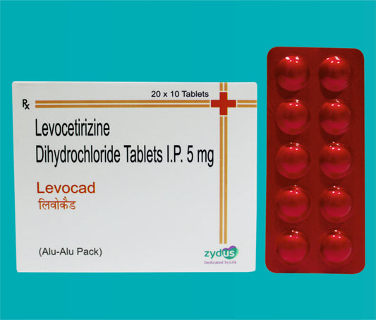 Levocad Tab
 (Alu-Alu Red Colour) (20x10)Levocetirizine 5 Mg by Zydus