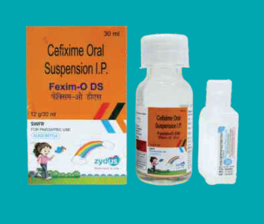 Fexim-O DS 100 mg Glass bottle with WFI (30ml.)Cefixime 100 Mg by Zydus