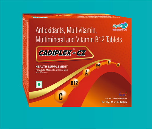 CADIPLEX CZ TAB. (20x15)Antioxidants, Multi Vitamins & Multiminerals & Vitamin B12 Tab by Zydus