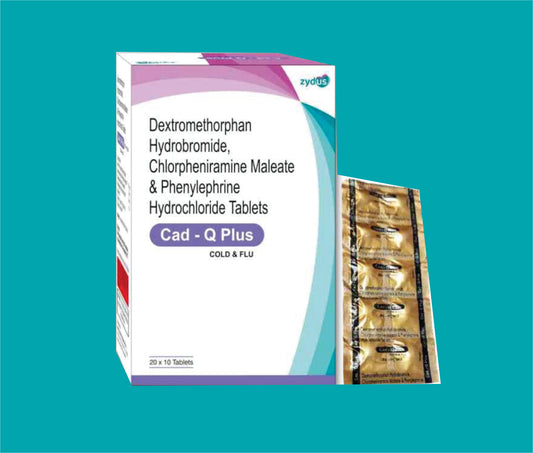 CAD-Q-PLUS TAB. (20x10)Dextromethorphan 10 Mg + Chlorpheniramine 2 Mg + Phenylephrine 5 Mg by Zydus