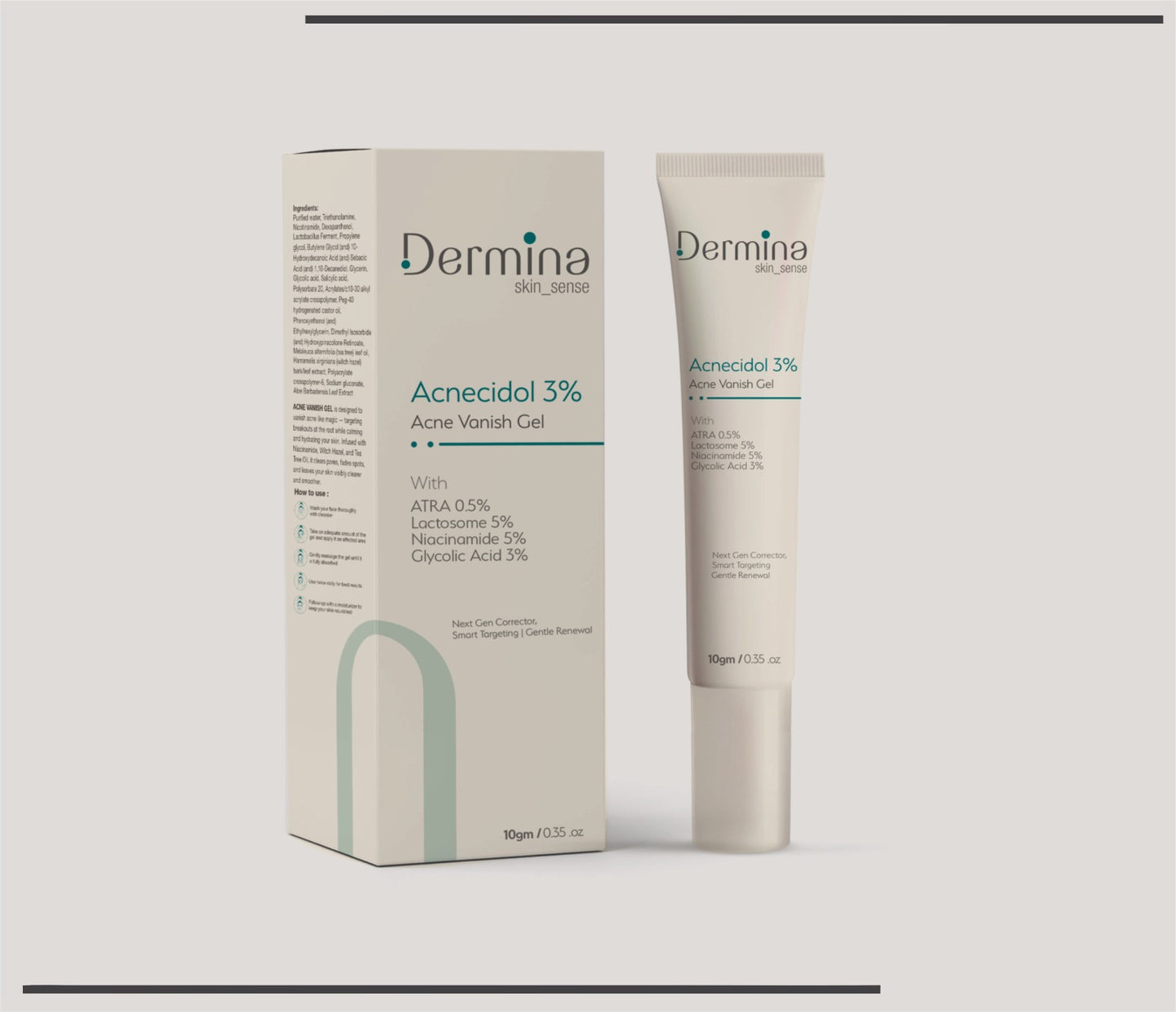 Acnecidol 3% Acne Vanish Gel (ATRA 0.5%,Lactosome 5%, Niacinamide 5%, Glycolic Acid 3%)