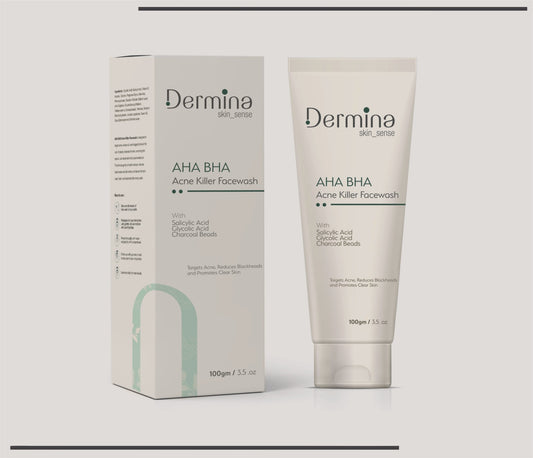 Dermina AHA BHA Acne Facewash (Glycolic Acid + Salicylic Acid + Vitamin E Facewash)