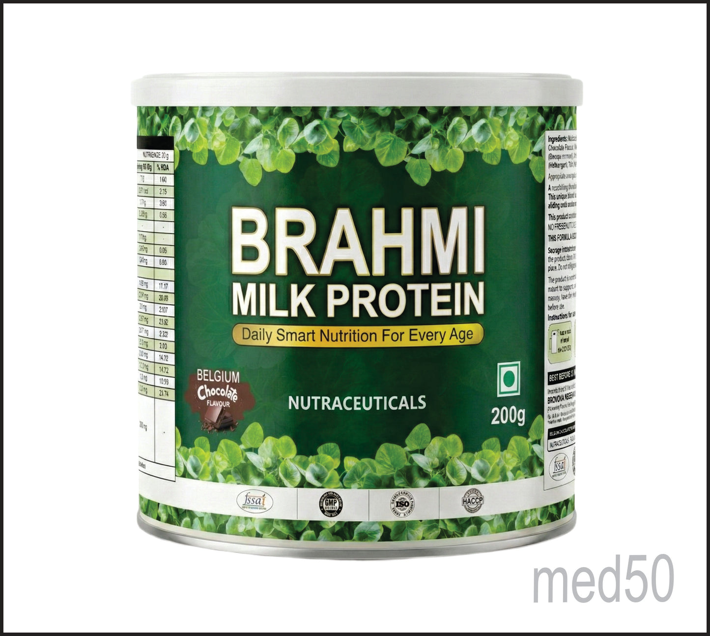BRAHMI MILK PROTEIN (CHOCOLATE) 200 g (Protein with Herbal Extract Blend, Vitamins & Minerals) by Bionova