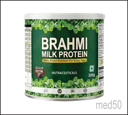 BRAHMI MILK PROTEIN (CHOCOLATE) 200 g (Protein with Herbal Extract Blend, Vitamins & Minerals) by Bionova