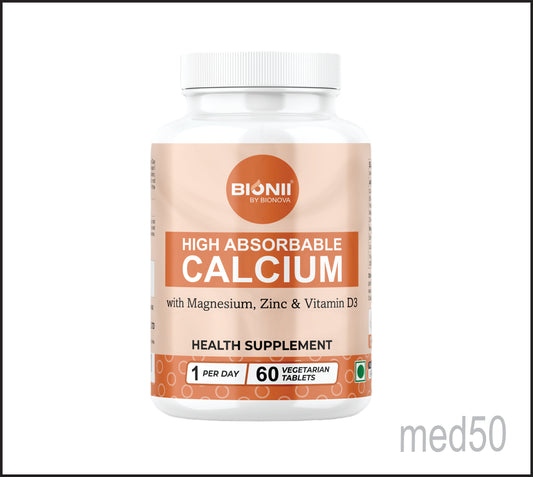 CALCIUM TABLETS 60's (Calcium Citrate-1000 mg (Elemental Calcium-210 mg), Vitamin D3-400 I.U., Magnesium-100 mg, Zinc-4 mg) by Bionova