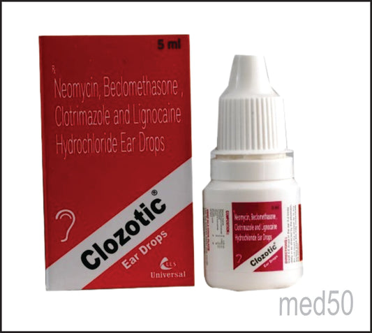 Clozotic Ear Drop (Gentamycin 0.3% w/v + Beclometasone 0.025% w/v+ Clotrimazole 1% w/v + Lidocaine 2% w/v)