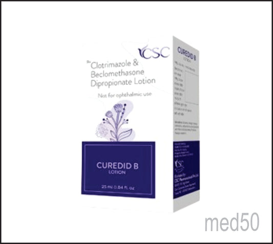 Curedid-B Lotion (Beclomethasone Dipropionate 0.025% w/v + Clotrimazole 1.00% w/v)