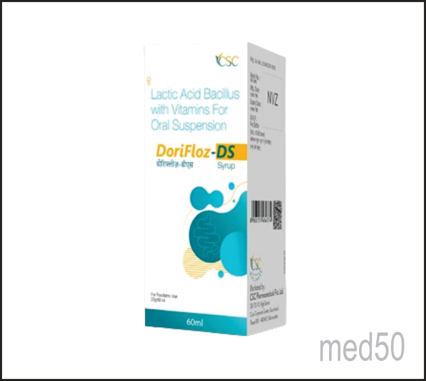 DoriFloz DS Syrup (Lactic Acid Bacillus (40 × 10?) Spores + Nicotinamide 15mg + Folic Acid 100mcg + Vitamin B6 1.5mg + Element Zinc 5mg)
