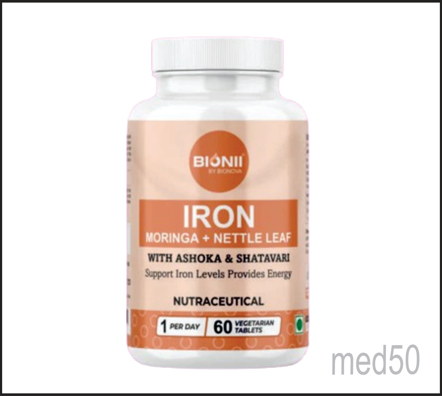 IRON TABS (Iron 17mg, Moringa-50 mg, Nettle Leaf-50 mg, Saraca Indica Extract-50 mg, Asparagus Racemosus Extract-50 mg)