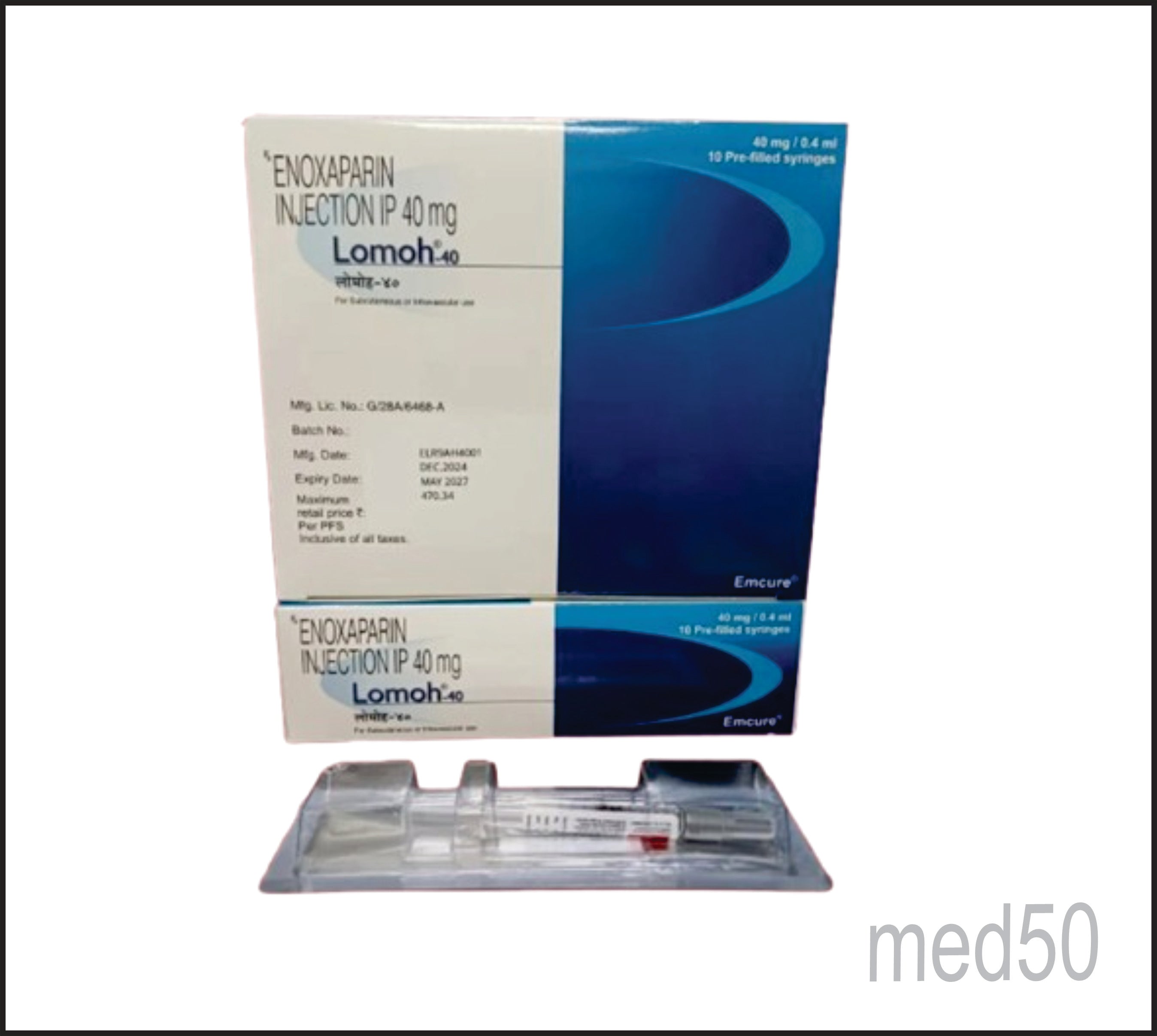 Parcebert Inj Lomoh 40 Inj (Enoxaparin 40 Mg) – Med50